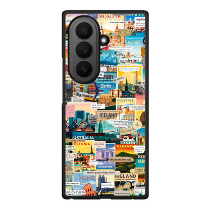 Samsung Galaxy Z Fold7 Live To Travel θήκη από τη Smartfits με σχέδιο στο πίσω μέρος και μαύρο περίβλημα | Smartphone case with colorful back and black bezels by Smartfits