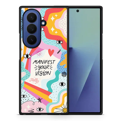 Θήκη Samsung Galaxy Z Fold7 Manifest Your Vision από τη Smartfits με σχέδιο στο πίσω μέρος και μαύρο περίβλημα | Samsung Galaxy Z Fold7 Manifest Your Vision case with colorful back and black bezels
