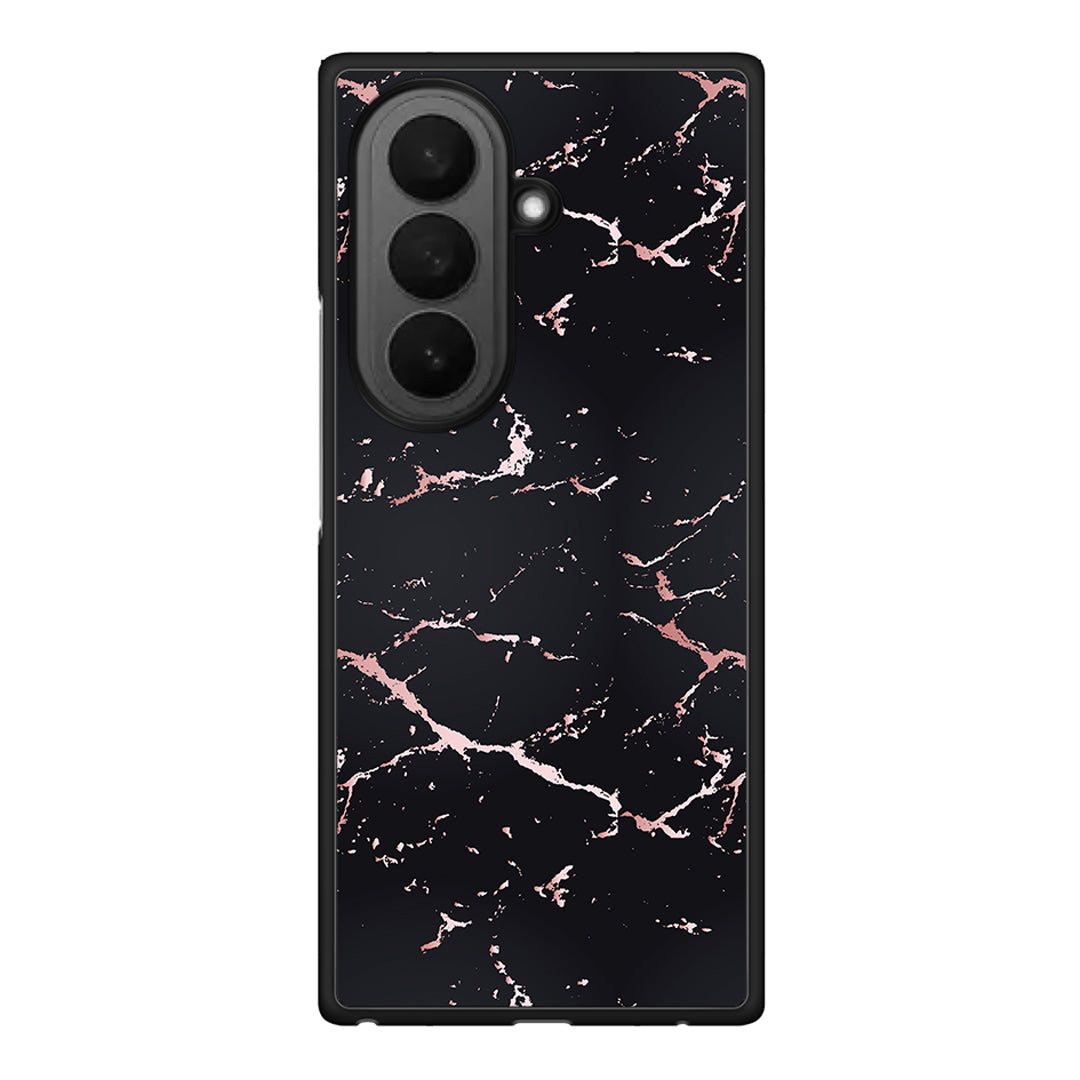 4 - Samsung Galaxy Z Fold7 Black Rosegold Marble case, cover, bumper