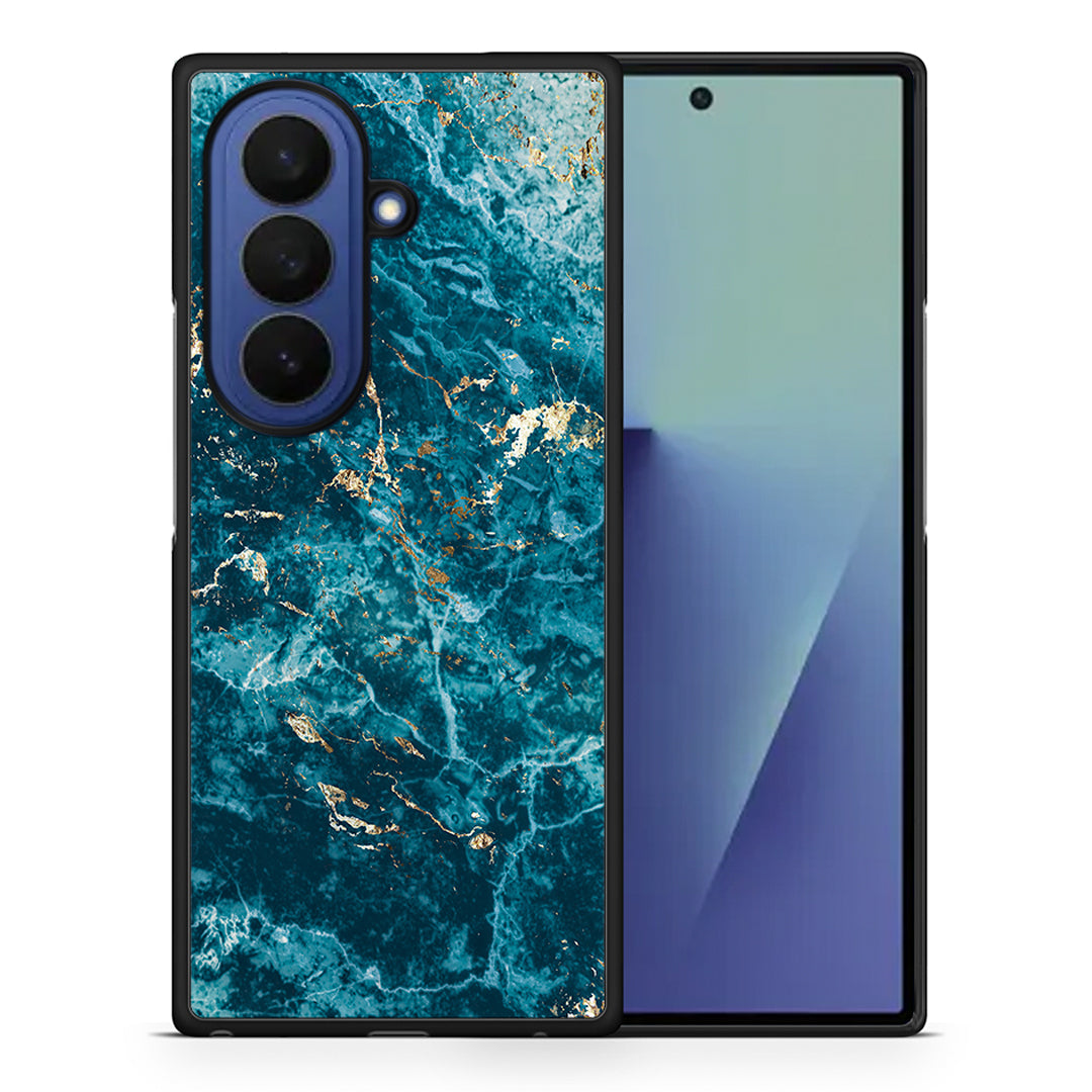 Θήκη Samsung Galaxy Z Fold7 Marble Blue από τη Smartfits με σχέδιο στο πίσω μέρος και μαύρο περίβλημα | Samsung Galaxy Z Fold7 Marble Blue case with colorful back and black bezels