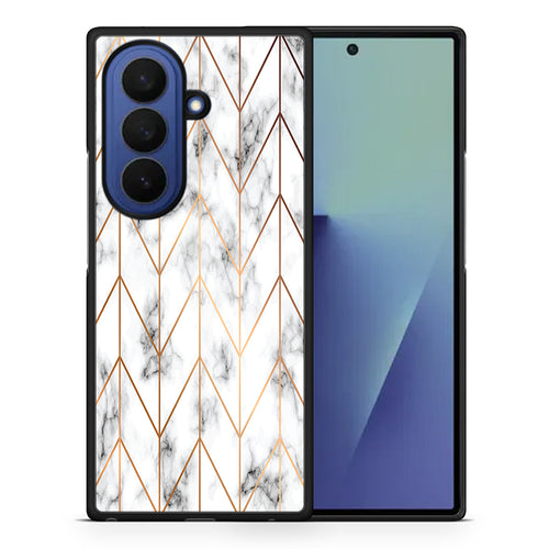 Θήκη Samsung Galaxy Z Fold7 Gold Geometric Marble από τη Smartfits με σχέδιο στο πίσω μέρος και μαύρο περίβλημα | Samsung Galaxy Z Fold7 Gold Geometric Marble case with colorful back and black bezels
