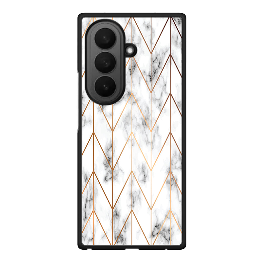 44 - Samsung Galaxy Z Fold7 Gold Geometric Marble case, cover, bumper
