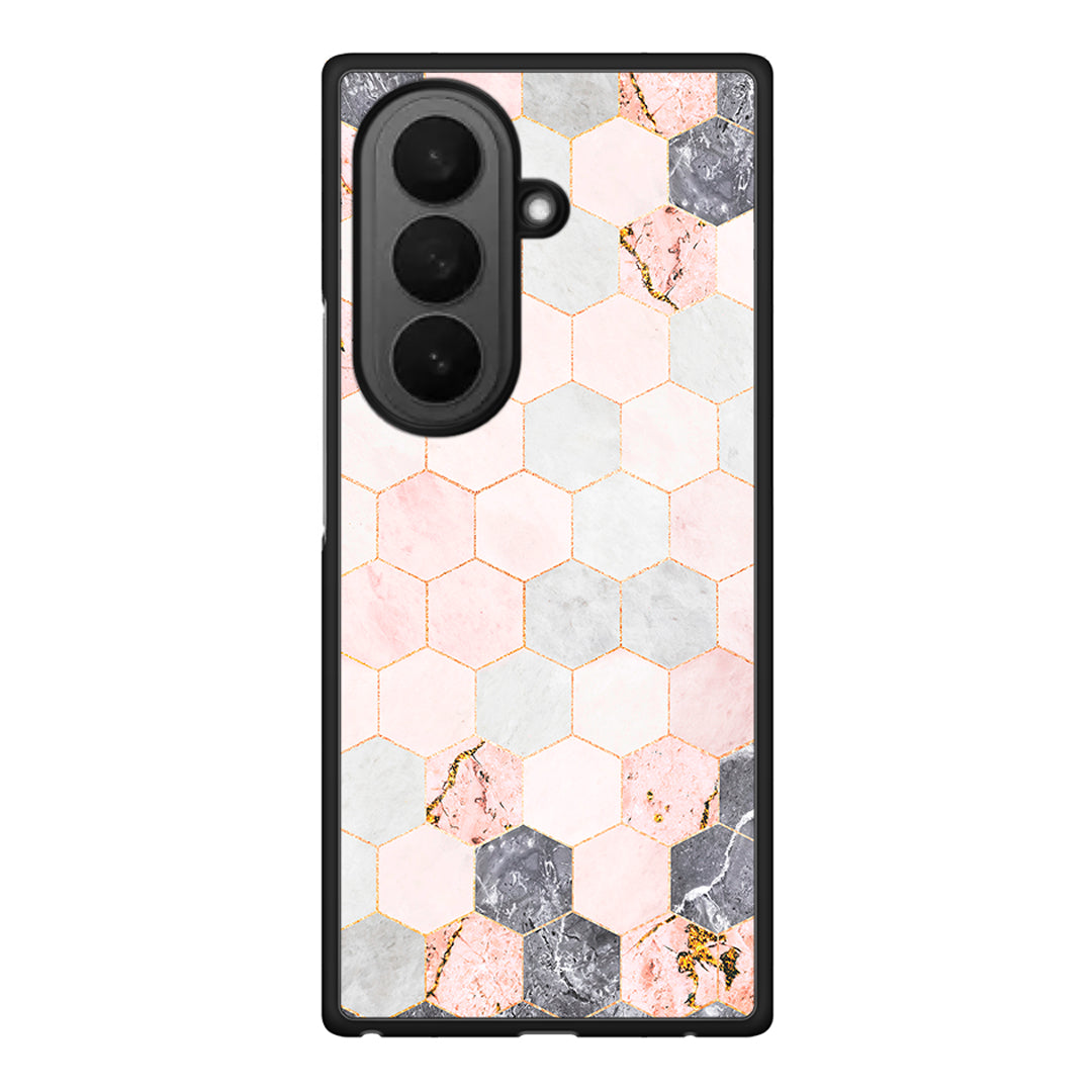 4 - Samsung Galaxy Z Fold7 Hexagon Pink Marble case, cover, bumper