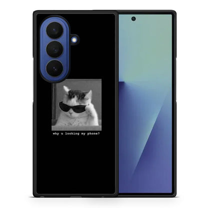 Θήκη Samsung Galaxy Z Fold7 Meme Cat από τη Smartfits με σχέδιο στο πίσω μέρος και μαύρο περίβλημα | Samsung Galaxy Z Fold7 Meme Cat case with colorful back and black bezels