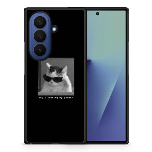 Θήκη Samsung Galaxy Z Fold7 Meme Cat από τη Smartfits με σχέδιο στο πίσω μέρος και μαύρο περίβλημα | Samsung Galaxy Z Fold7 Meme Cat case with colorful back and black bezels