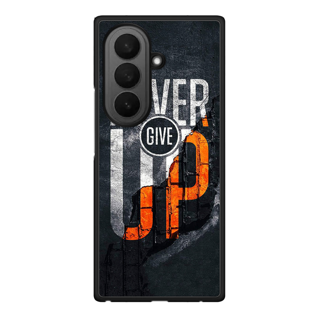 Samsung Galaxy Z Fold7 Never Give Up Θήκη Αγίου Βαλεντίνου από τη Smartfits με σχέδιο στο πίσω μέρος και μαύρο περίβλημα | Smartphone case with colorful back and black bezels by Smartfits