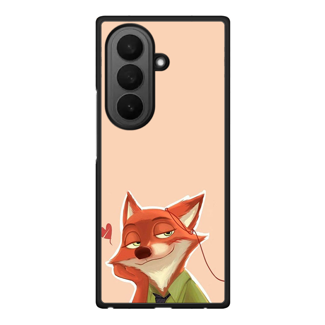 Samsung Galaxy Z Fold7 Nick Wilde And Judy Hopps Love 1 θήκη από τη Smartfits με σχέδιο στο πίσω μέρος και μαύρο περίβλημα | Smartphone case with colorful back and black bezels by Smartfits