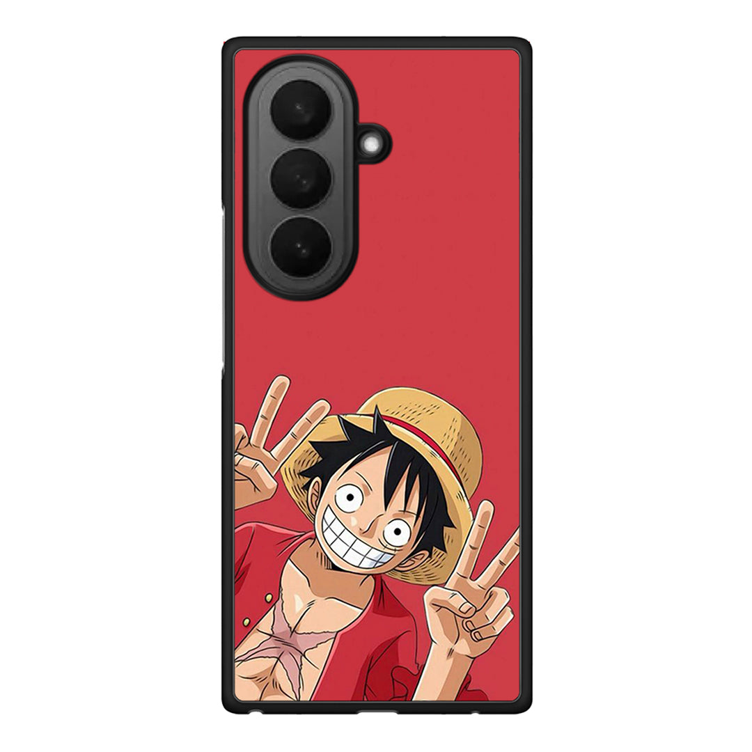 Samsung Galaxy Z Fold7 Pirate Luffy Θήκη από τη Smartfits με σχέδιο στο πίσω μέρος και μαύρο περίβλημα | Smartphone case with colorful back and black bezels by Smartfits