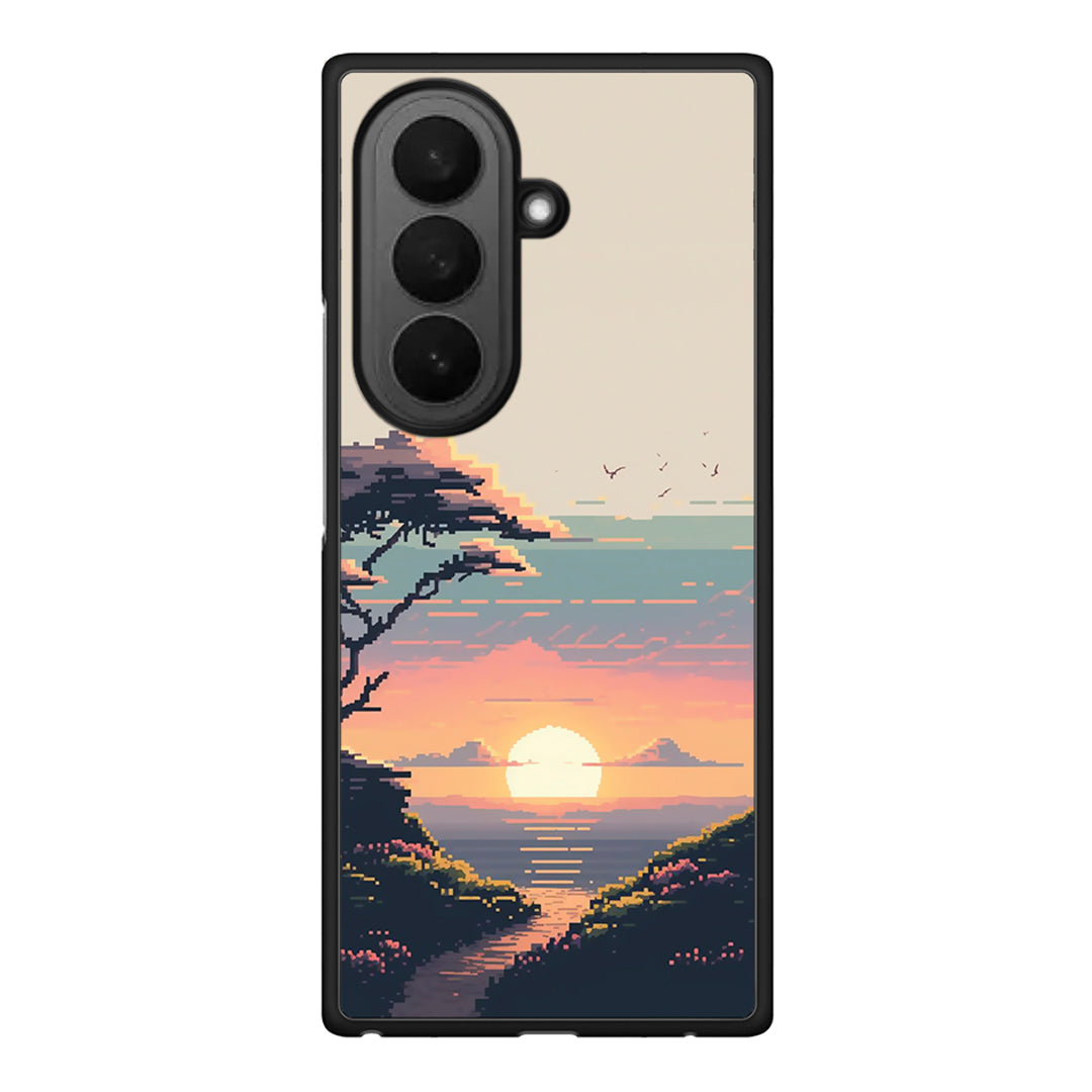Samsung Galaxy Z Fold7 Pixel Sunset Θήκη από τη Smartfits με σχέδιο στο πίσω μέρος και μαύρο περίβλημα | Smartphone case with colorful back and black bezels by Smartfits