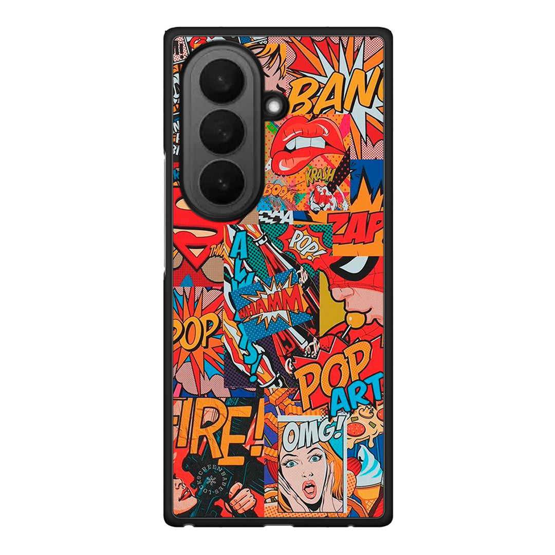 Samsung Galaxy Z Fold7 PopArt OMG θήκη από τη Smartfits με σχέδιο στο πίσω μέρος και μαύρο περίβλημα | Smartphone case with colorful back and black bezels by Smartfits