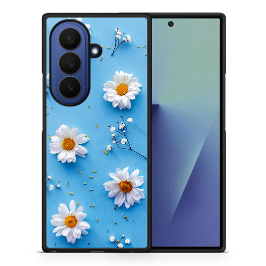 Θήκη Samsung Galaxy Z Fold7 Real Daisies από τη Smartfits με σχέδιο στο πίσω μέρος και μαύρο περίβλημα | Samsung Galaxy Z Fold7 Real Daisies case with colorful back and black bezels