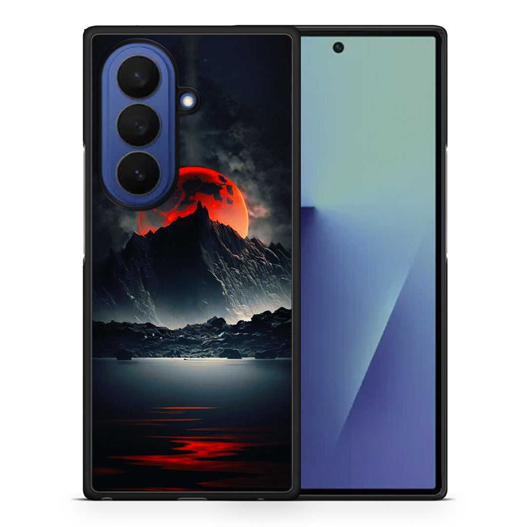 Θήκη Samsung Galaxy Z Fold7 Red Full Moon από τη Smartfits με σχέδιο στο πίσω μέρος και μαύρο περίβλημα | Samsung Galaxy Z Fold7 Red Full Moon case with colorful back and black bezels