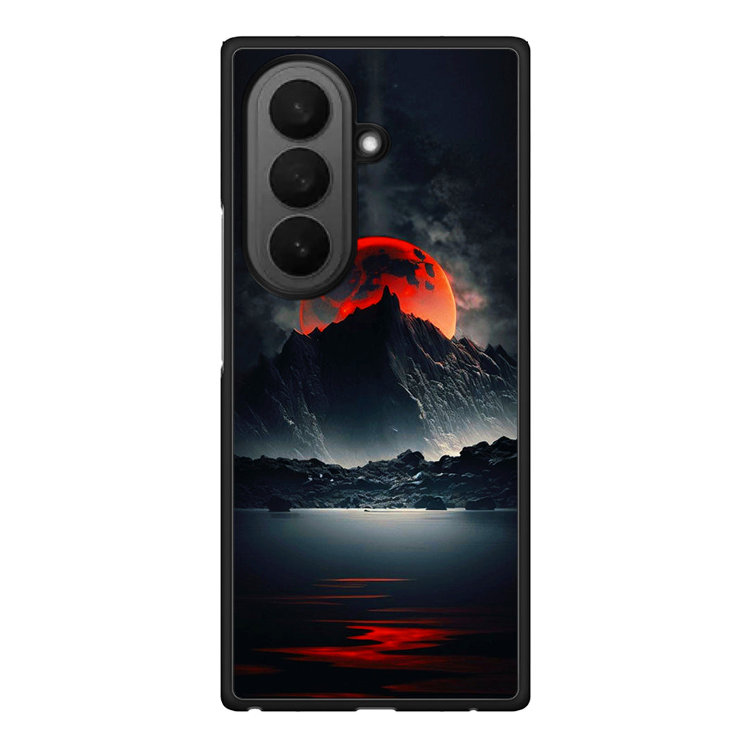 Samsung Galaxy Z Fold7 Red Full Moon θήκη από τη Smartfits με σχέδιο στο πίσω μέρος και μαύρο περίβλημα | Smartphone case with colorful back and black bezels by Smartfits