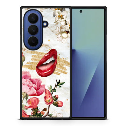 Θήκη Samsung Galaxy Z Fold7 Red Lips από τη Smartfits με σχέδιο στο πίσω μέρος και μαύρο περίβλημα | Samsung Galaxy Z Fold7 Red Lips case with colorful back and black bezels