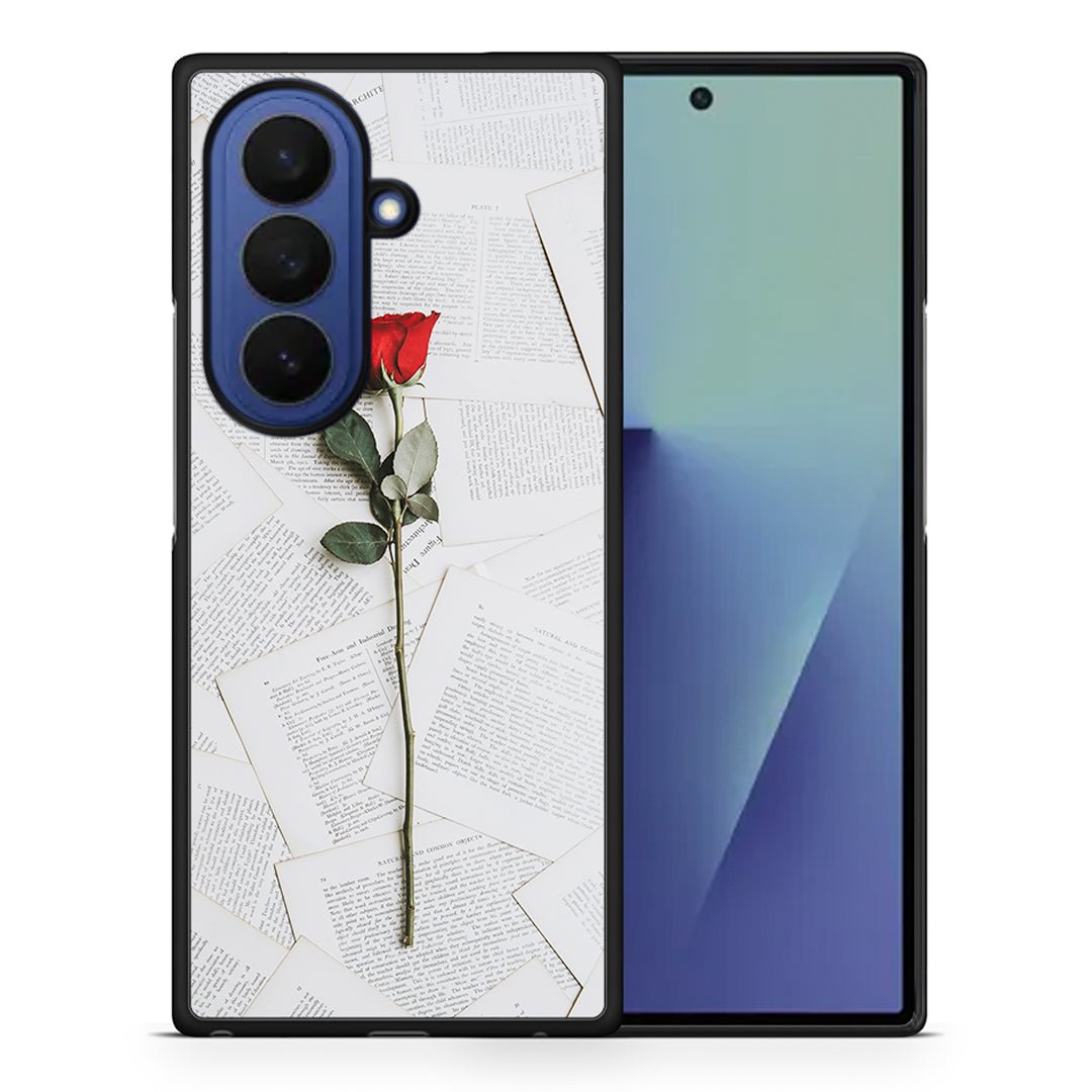 Θήκη Samsung Galaxy Z Fold7 Red Rose από τη Smartfits με σχέδιο στο πίσω μέρος και μαύρο περίβλημα | Samsung Galaxy Z Fold7 Red Rose case with colorful back and black bezels