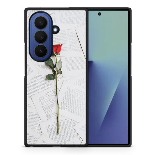 Θήκη Samsung Galaxy Z Fold7 Red Rose από τη Smartfits με σχέδιο στο πίσω μέρος και μαύρο περίβλημα | Samsung Galaxy Z Fold7 Red Rose case with colorful back and black bezels