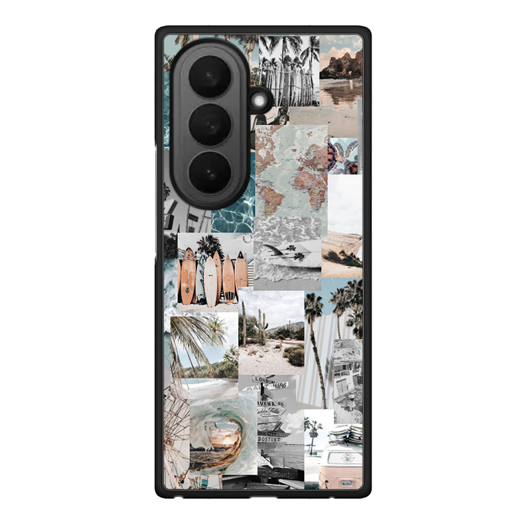 Samsung Galaxy Z Fold7 Retro Beach Life Θήκη από τη Smartfits με σχέδιο στο πίσω μέρος και μαύρο περίβλημα | Smartphone case with colorful back and black bezels by Smartfits