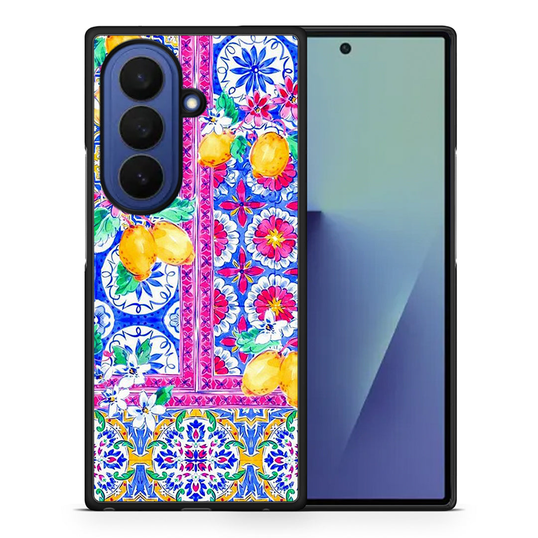 Θήκη Samsung Galaxy Z Fold7 Retro Spring από τη Smartfits με σχέδιο στο πίσω μέρος και μαύρο περίβλημα | Samsung Galaxy Z Fold7 Retro Spring case with colorful back and black bezels
