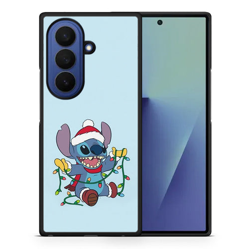Θήκη Samsung Galaxy Z Fold7 Santa Stich από τη Smartfits με σχέδιο στο πίσω μέρος και μαύρο περίβλημα | Samsung Galaxy Z Fold7 Santa Stich case with colorful back and black bezels