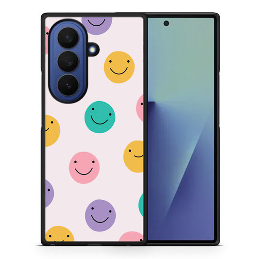 Θήκη Samsung Galaxy Z Fold7 Smiley Faces από τη Smartfits με σχέδιο στο πίσω μέρος και μαύρο περίβλημα | Samsung Galaxy Z Fold7 Smiley Faces case with colorful back and black bezels
