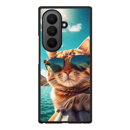 Samsung Galaxy Z Fold7 Summer Cat θήκη από τη Smartfits με σχέδιο στο πίσω μέρος και μαύρο περίβλημα | Smartphone case with colorful back and black bezels by Smartfits