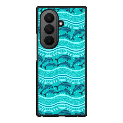 Samsung Galaxy Z Fold7 Swimming Dolphins θήκη από τη Smartfits με σχέδιο στο πίσω μέρος και μαύρο περίβλημα | Smartphone case with colorful back and black bezels by Smartfits