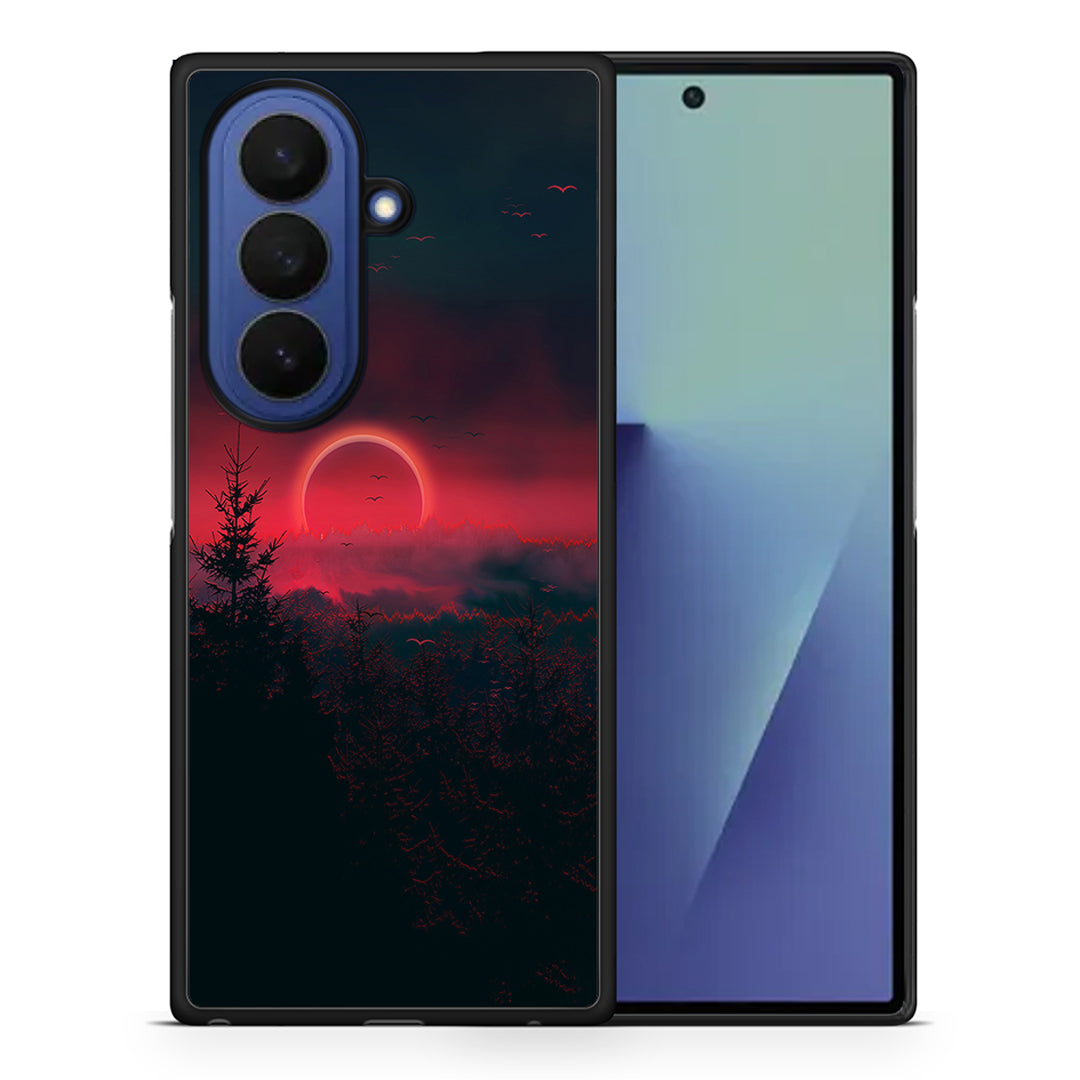 Θήκη Samsung Galaxy Z Fold7 Sunset Tropic από τη Smartfits με σχέδιο στο πίσω μέρος και μαύρο περίβλημα | Samsung Galaxy Z Fold7 Sunset Tropic case with colorful back and black bezels