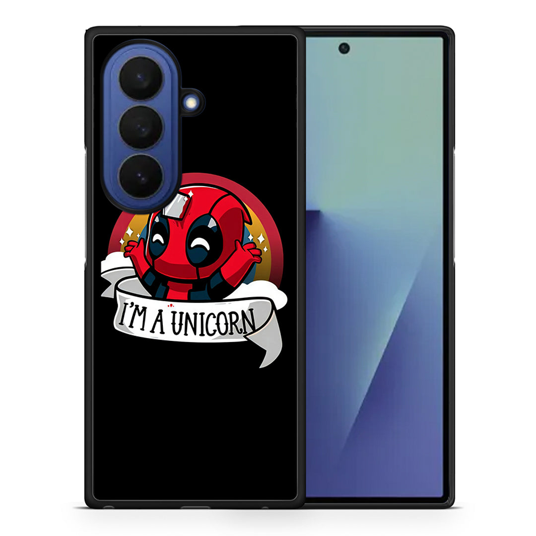 Θήκη Samsung Galaxy Z Fold7 Unicorn Deadpool από τη Smartfits με σχέδιο στο πίσω μέρος και μαύρο περίβλημα | Samsung Galaxy Z Fold7 Unicorn Deadpool case with colorful back and black bezels