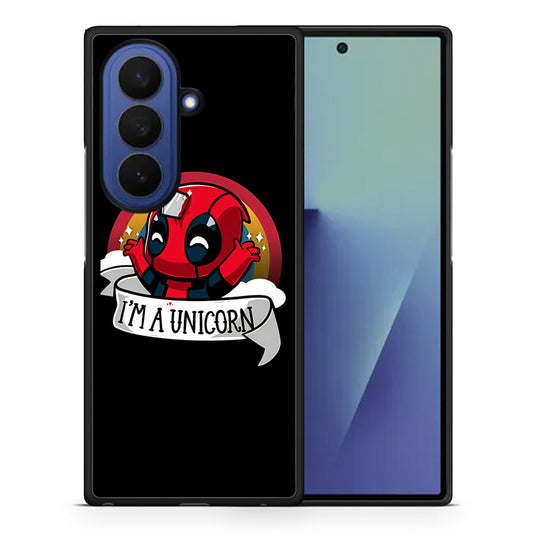 Θήκη Samsung Galaxy Z Fold7 Unicorn Deadpool από τη Smartfits με σχέδιο στο πίσω μέρος και μαύρο περίβλημα | Samsung Galaxy Z Fold7 Unicorn Deadpool case with colorful back and black bezels