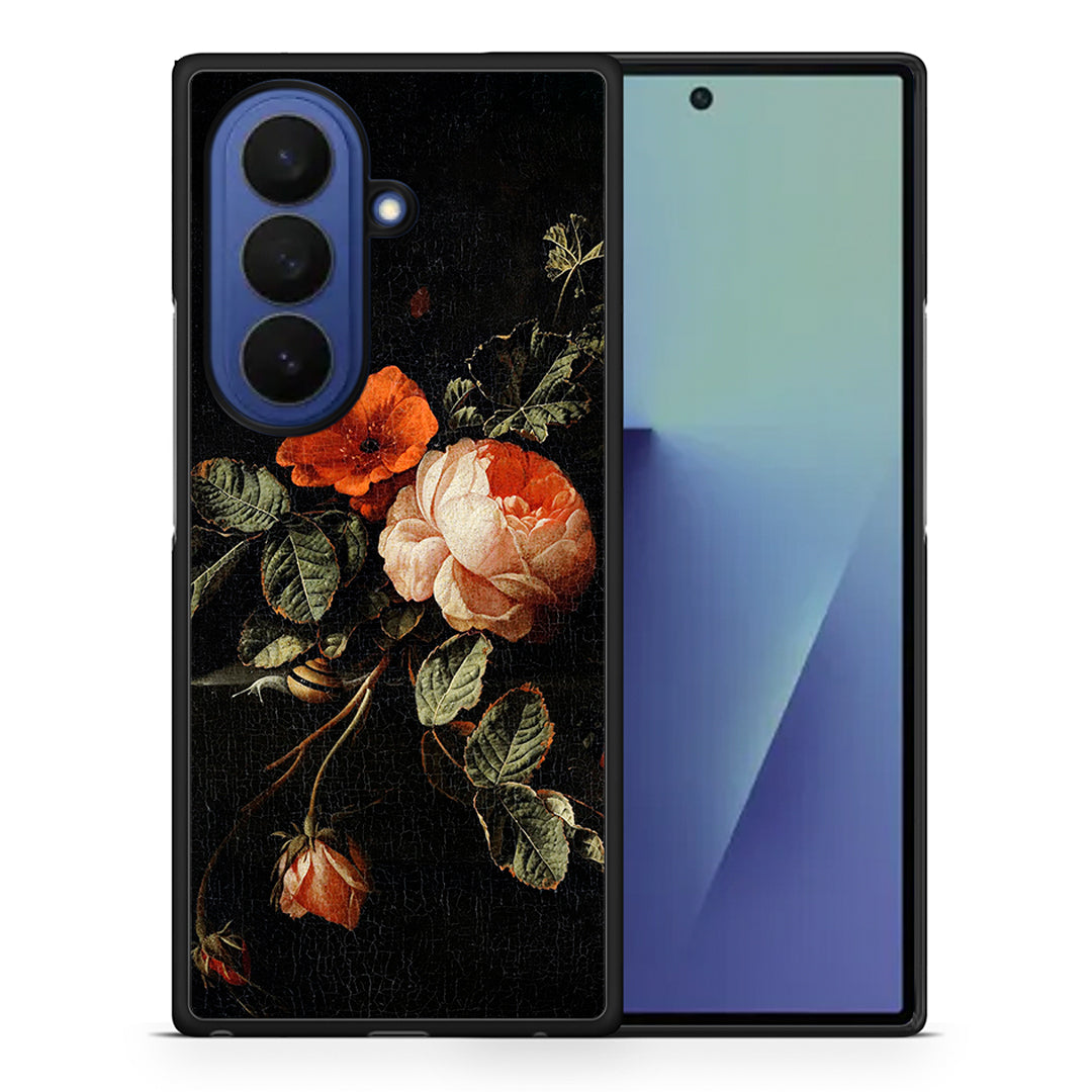 Θήκη Samsung Galaxy Z Fold7 Vintage Roses από τη Smartfits με σχέδιο στο πίσω μέρος και μαύρο περίβλημα | Samsung Galaxy Z Fold7 Vintage Roses case with colorful back and black bezels