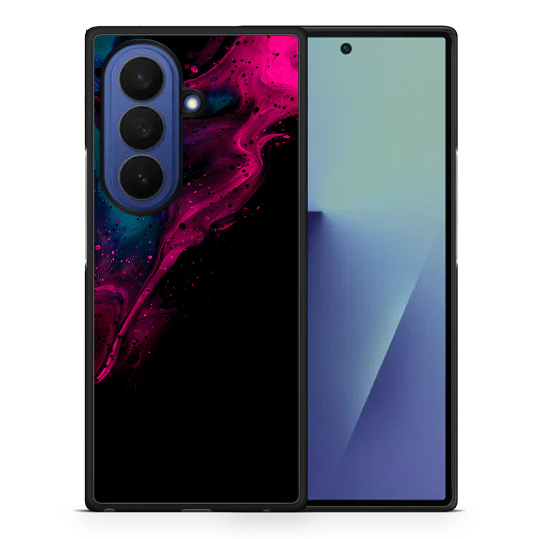 Θήκη Samsung Galaxy Z Fold7 Pink Black Watercolor από τη Smartfits με σχέδιο στο πίσω μέρος και μαύρο περίβλημα | Samsung Galaxy Z Fold7 Pink Black Watercolor case with colorful back and black bezels