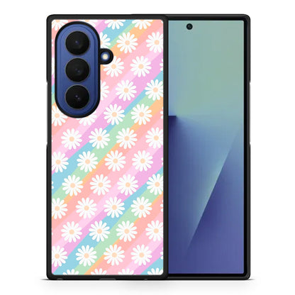 Θήκη Samsung Galaxy Z Fold7 White Daisies από τη Smartfits με σχέδιο στο πίσω μέρος και μαύρο περίβλημα | Samsung Galaxy Z Fold7 White Daisies case with colorful back and black bezels