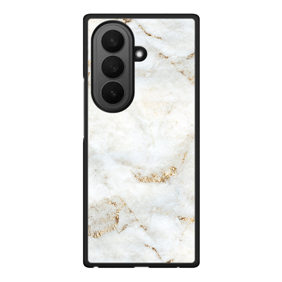 Samsung Galaxy Z Fold7 White Gold Marble θήκη από τη Smartfits με σχέδιο στο πίσω μέρος και μαύρο περίβλημα | Smartphone case with colorful back and black bezels by Smartfits