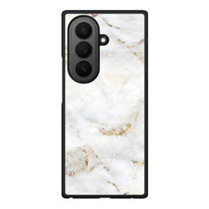 Samsung Galaxy Z Fold7 White Gold Marble θήκη από τη Smartfits με σχέδιο στο πίσω μέρος και μαύρο περίβλημα | Smartphone case with colorful back and black bezels by Smartfits