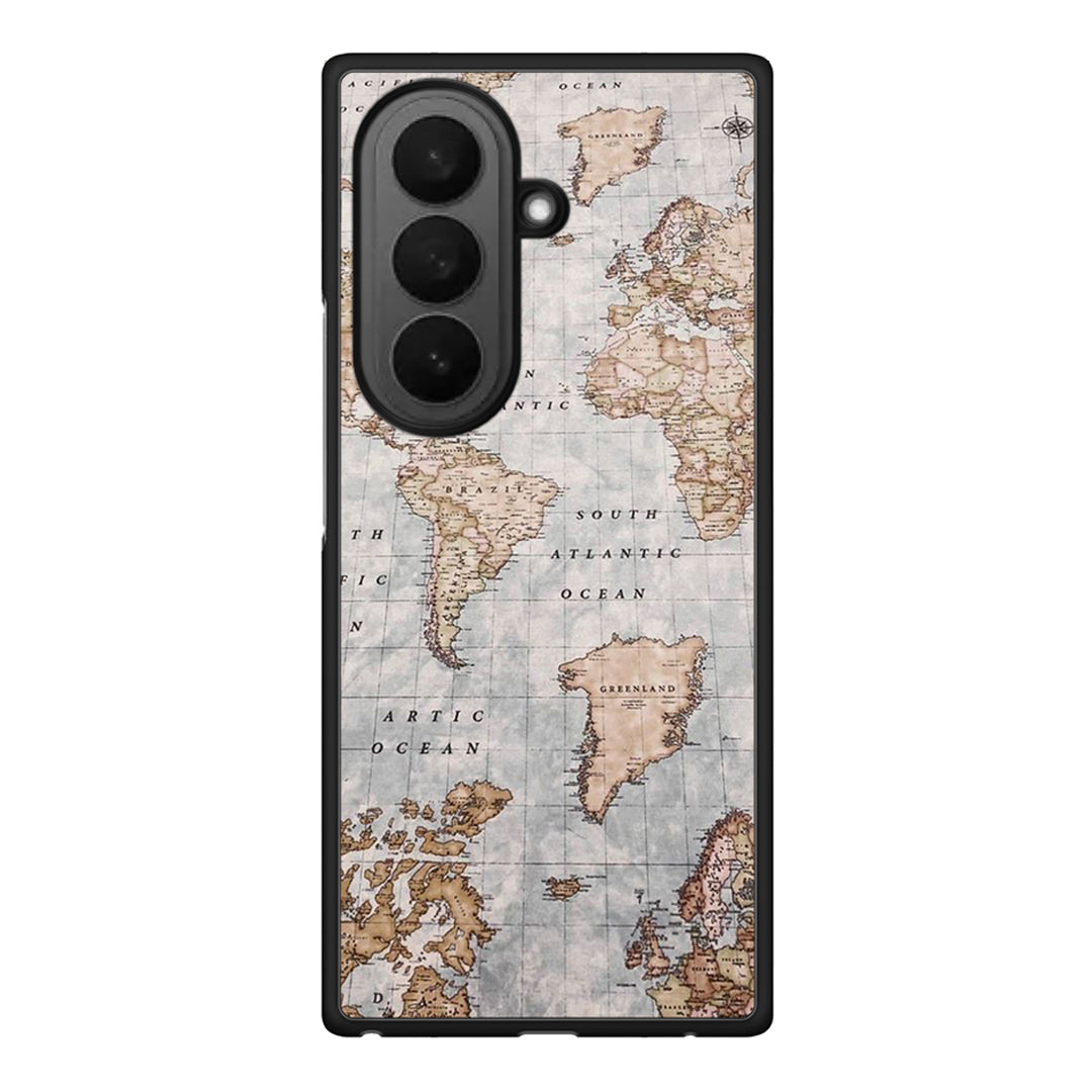 Samsung Galaxy Z Fold7 World Map Θήκη από τη Smartfits με σχέδιο στο πίσω μέρος και μαύρο περίβλημα | Smartphone case with colorful back and black bezels by Smartfits