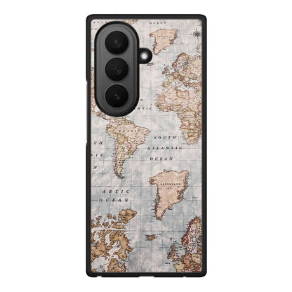 Samsung Galaxy Z Fold7 World Map Θήκη από τη Smartfits με σχέδιο στο πίσω μέρος και μαύρο περίβλημα | Smartphone case with colorful back and black bezels by Smartfits