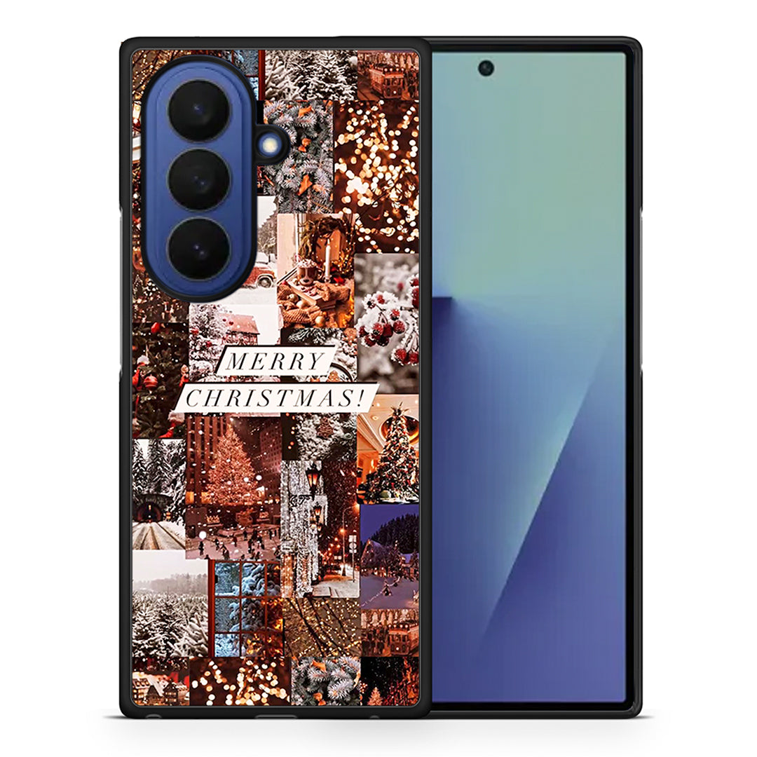 Θήκη Samsung Galaxy Z Fold7 Xmas Collage από τη Smartfits με σχέδιο στο πίσω μέρος και μαύρο περίβλημα | Samsung Galaxy Z Fold7 Xmas Collage case with colorful back and black bezels