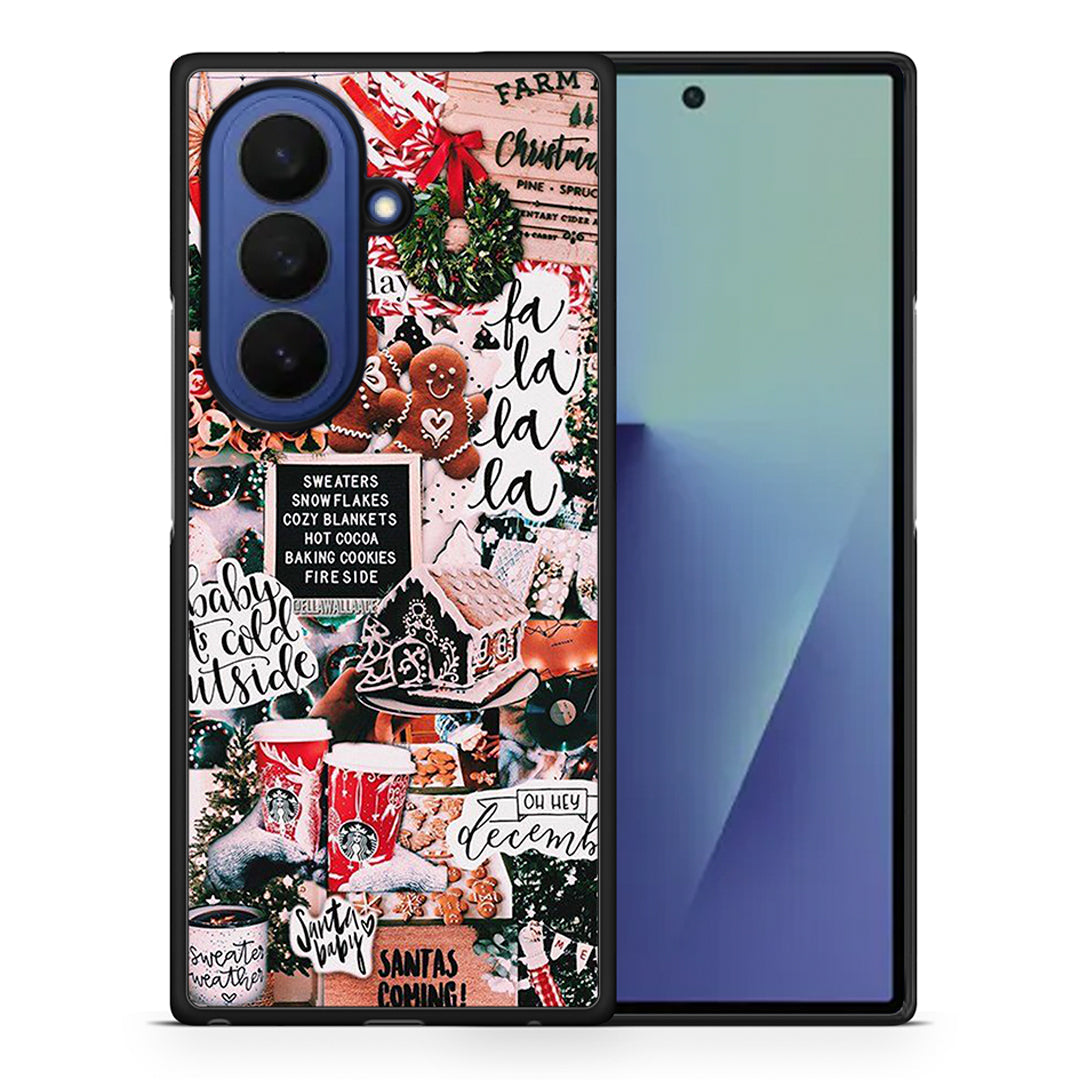 Θήκη Samsung Galaxy Z Fold7 Xmas Habbits από τη Smartfits με σχέδιο στο πίσω μέρος και μαύρο περίβλημα | Samsung Galaxy Z Fold7 Xmas Habbits case with colorful back and black bezels
