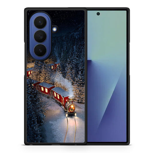 Θήκη Samsung Galaxy Z Fold7 Xmas Train από τη Smartfits με σχέδιο στο πίσω μέρος και μαύρο περίβλημα | Samsung Galaxy Z Fold7 Xmas Train case with colorful back and black bezels