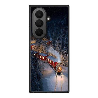 Samsung Galaxy Z Fold7 Xmas Train θήκη από τη Smartfits με σχέδιο στο πίσω μέρος και μαύρο περίβλημα | Smartphone case with colorful back and black bezels by Smartfits