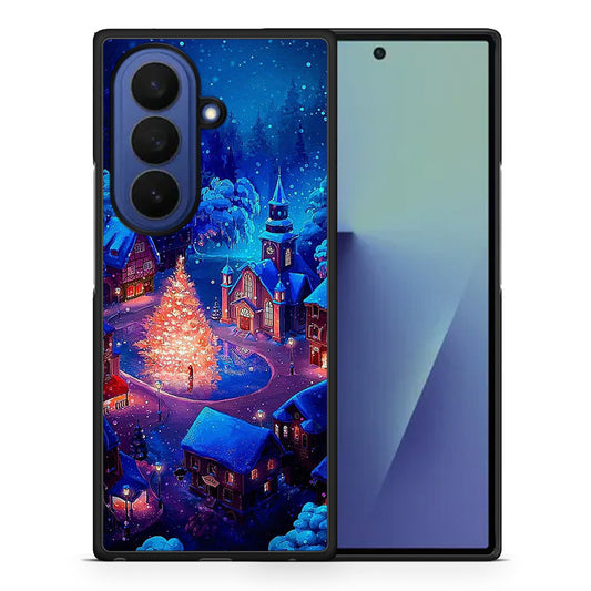 Θήκη Samsung Galaxy Z Fold7 Xmas Village από τη Smartfits με σχέδιο στο πίσω μέρος και μαύρο περίβλημα | Samsung Galaxy Z Fold7 Xmas Village case with colorful back and black bezels