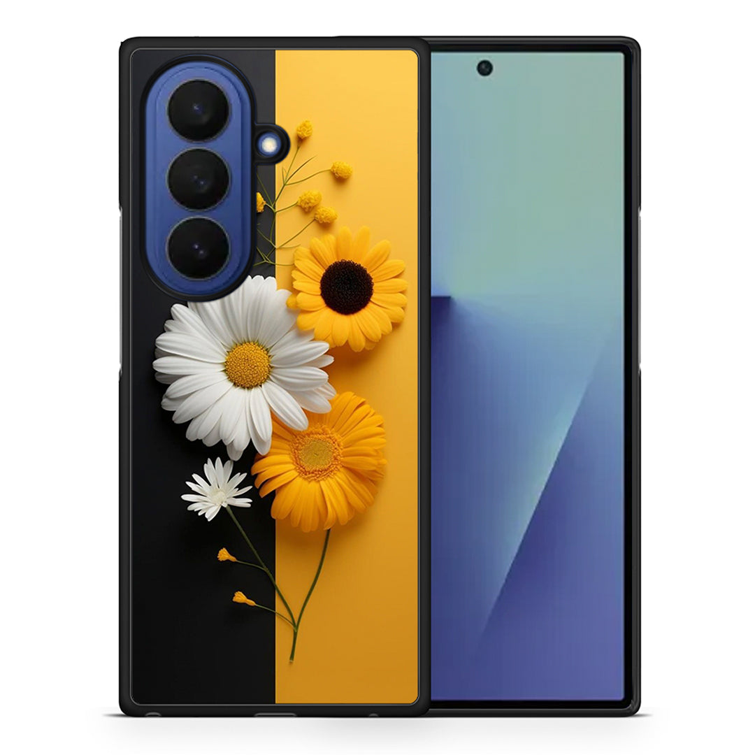 Θήκη Samsung Galaxy Z Fold7 Yellow Daisies από τη Smartfits με σχέδιο στο πίσω μέρος και μαύρο περίβλημα | Samsung Galaxy Z Fold7 Yellow Daisies case with colorful back and black bezels