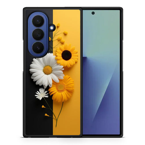 Θήκη Samsung Galaxy Z Fold7 Yellow Daisies από τη Smartfits με σχέδιο στο πίσω μέρος και μαύρο περίβλημα | Samsung Galaxy Z Fold7 Yellow Daisies case with colorful back and black bezels