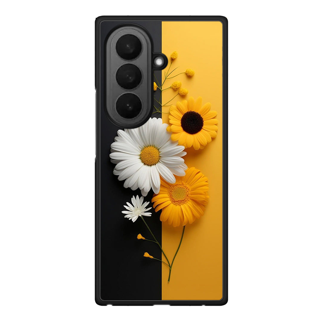 Samsung Galaxy Z Fold7 Yellow Daisies θήκη από τη Smartfits με σχέδιο στο πίσω μέρος και μαύρο περίβλημα | Smartphone case with colorful back and black bezels by Smartfits