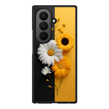 Samsung Galaxy Z Fold7 Yellow Daisies θήκη από τη Smartfits με σχέδιο στο πίσω μέρος και μαύρο περίβλημα | Smartphone case with colorful back and black bezels by Smartfits