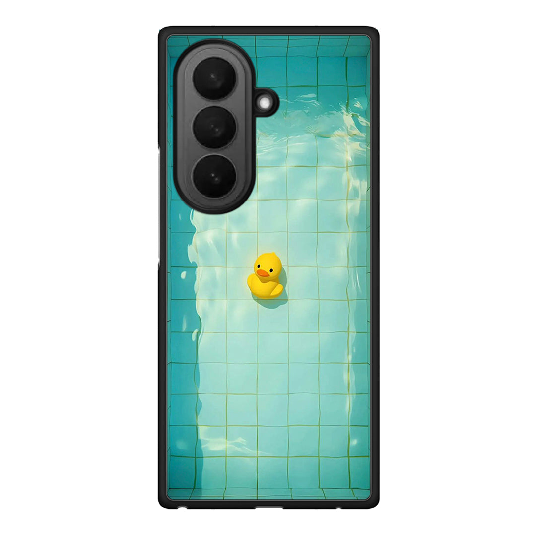 Samsung Galaxy Z Fold7 Yellow Duck θήκη από τη Smartfits με σχέδιο στο πίσω μέρος και μαύρο περίβλημα | Smartphone case with colorful back and black bezels by Smartfits