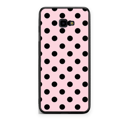 Θήκη Samsung Galaxy J4+ Black Polka Dots on Pink από τη Smartfits με σχέδιο στο πίσω μέρος και μαύρο περίβλημα | Samsung Galaxy J4+ Black Polka Dots on Pink case with colorful back and black bezels