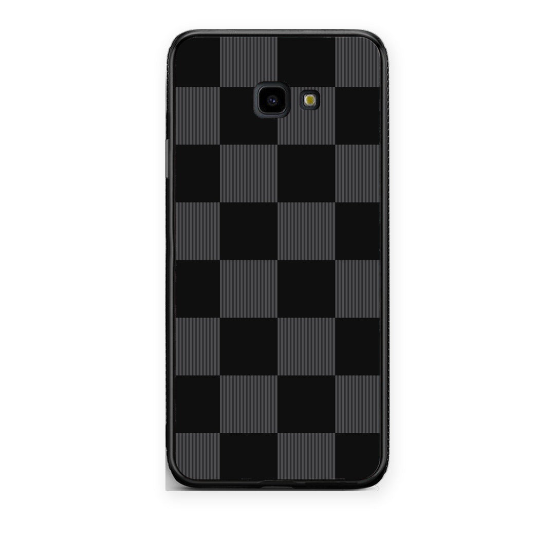 Θήκη Samsung Galaxy J4+ Black and Charcoal Striped Checks από τη Smartfits με σχέδιο στο πίσω μέρος και μαύρο περίβλημα | Samsung Galaxy J4+ Black and Charcoal Striped Checks case with colorful back and black bezels
