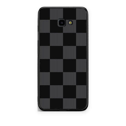Θήκη Samsung Galaxy J4+ Black and Charcoal Striped Checks από τη Smartfits με σχέδιο στο πίσω μέρος και μαύρο περίβλημα | Samsung Galaxy J4+ Black and Charcoal Striped Checks case with colorful back and black bezels
