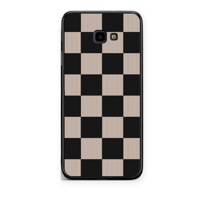 Θήκη Samsung Galaxy J4+ Black and Taupe Striped Checks από τη Smartfits με σχέδιο στο πίσω μέρος και μαύρο περίβλημα | Samsung Galaxy J4+ Black and Taupe Striped Checks case with colorful back and black bezels